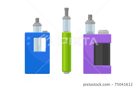 Electronic Cigarette as Electronic Device for Simulating Tobacco Smoking Vector Set Electronic Cigarette as Electronic Device for Simulating Tobacco Smoking Vector Set 75041612