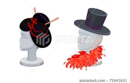 Dressing Room Items with Head Mannequin and False Hair Vector Set Dressing Room Items with Head Mannequin and False Hair Vector Set 75041631