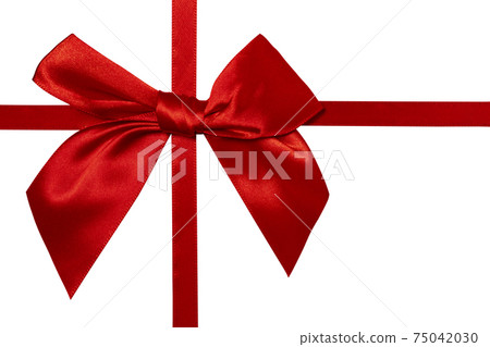 Red ribbon with bow isolated on white background Red ribbon with bow isolated on white background 75042030