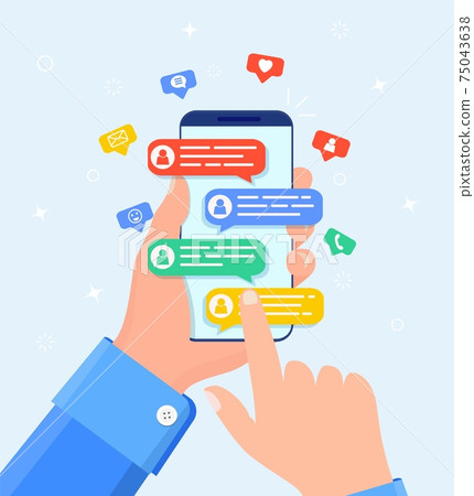 Online chat messages text notification on phone 75043638