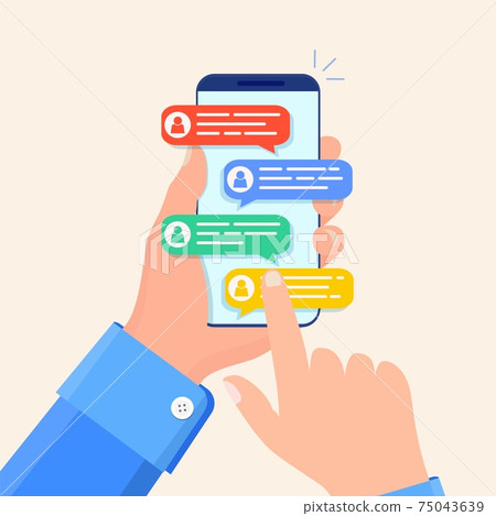 Online chat messages text notification on phone 75043639