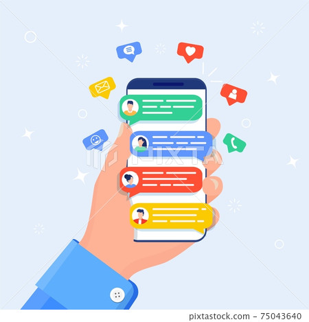 Online chat messages text notification on phone 75043640