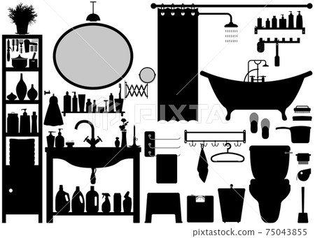 Bathroom Toilet Design Set Vector. Bathroom Toilet Design Set Vector. 75043855