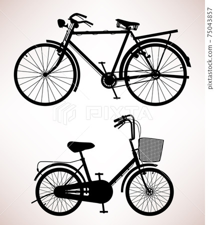 Old Bicycle Detail. 2 old bicycles design. 75043857