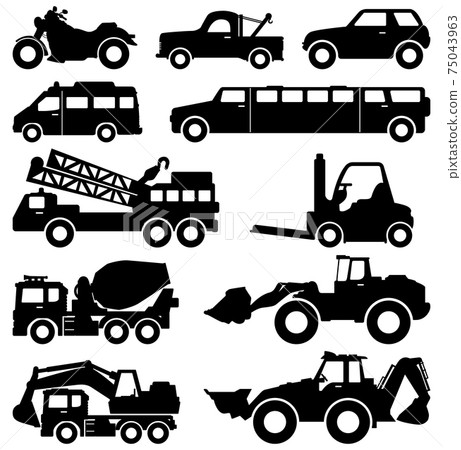 Excavator Truck Van Limousine Lorry Car Forklift Vehicle.  75043963