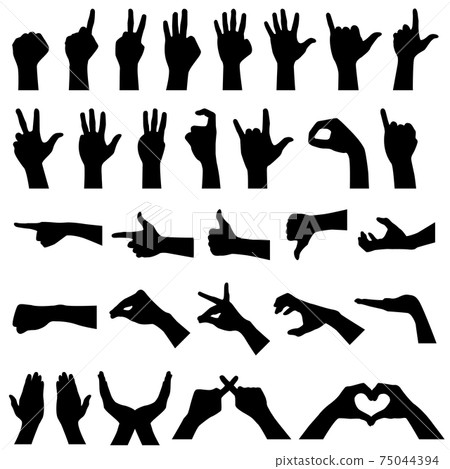 Hand Sign Gesture Silhouettes. Hand Sign Gesture Silhouettes. 75044394