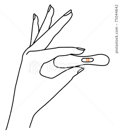 Woman Hand Holding Pregnancy Test With Two Stock Illustration