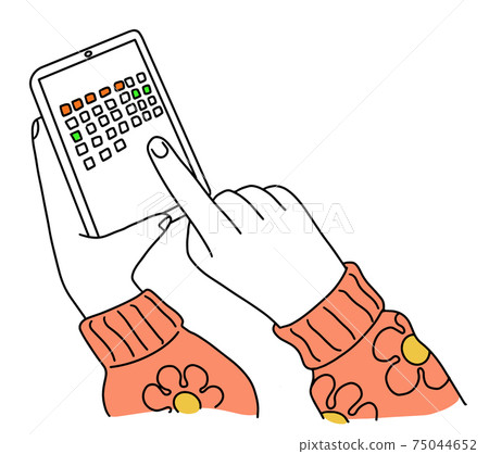 Menstruation cycle calendar app for phone in female hands Menstruation cycle calendar app for phone in female hands 75044652