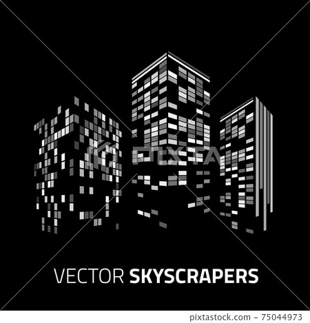 City background - skyscrapers with lights. Cityscape background. 75044973