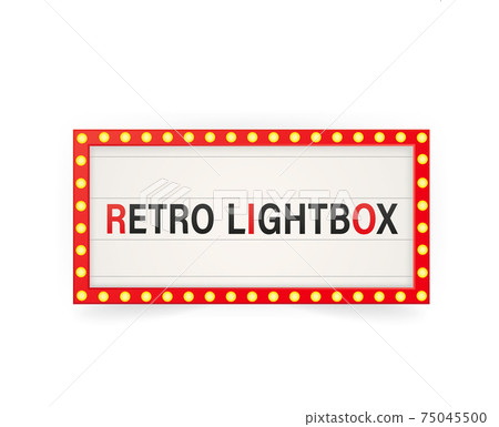 Retro 3d advertising with retro lightbox on background for banner design. Vector design banner. Vector stage. 75045500