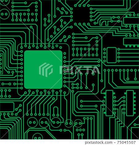 Electric circuit green background Electric circuit green background 75045507