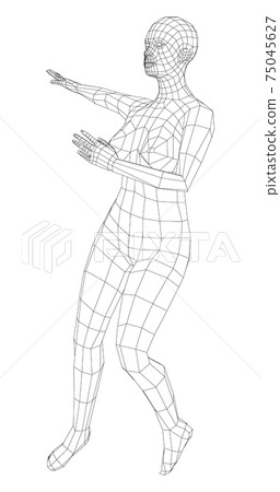 Wireframe ballerina in dance pose. Vector Wireframe ballerina in dance pose. Vector 75045627