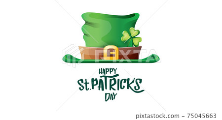 vector saint patricks day horizontal banner with greeting text and green funky patricks hat on white background. saint patricks day poster, flyer or web banner design template 75045663