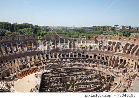 Panoramic view of interior of Colosseum in Rome 75046195