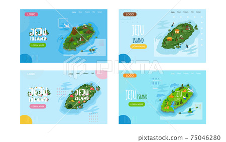 Welcome to Jeju island in South Korea, traditional landmarks, symbols. Korean land with traditional attractions Welcome to Jeju island in South Korea, traditional landmarks, symbols. Korean land with traditional attractions 75046280