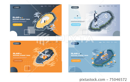 Island of industrial internet things landing page set, industrial revolution, digital technologies Island of industrial internet things landing page set, industrial revolution, digital technologies 75046572