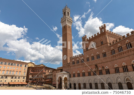Panoramic view of Palazzo Pubblico and Torre del Mangia Panoramic view of Palazzo Pubblico and Torre del Mangia 75046730