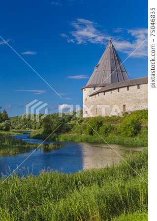 Ancient historical old Ladoga fortress in the village of Staraya Ladoga - Leningrad region Russia 75046835