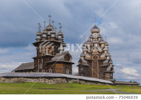 Famous wooden buildings on the island Kizhi Russia 75046839