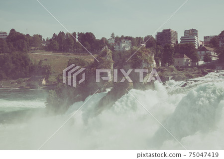 The Rhine Falls is the largest waterfall in Europe in Schaffhausen, Switzerla 75047419