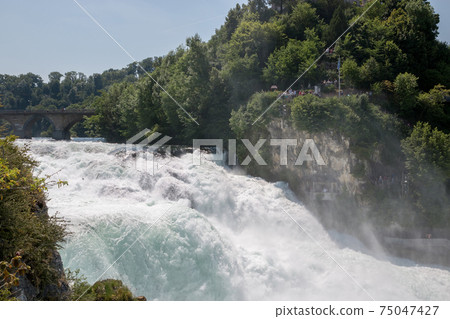The Rhine Falls is the largest waterfall in Europe in Schaffhausen, Switzerla 75047427
