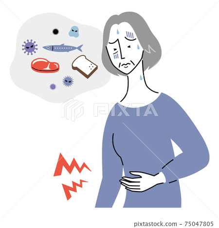 Senior woman with food poisoning 75047805