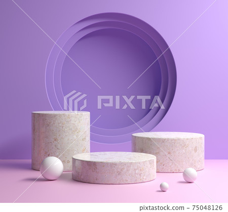 Modern Minimal Mockup Podium Set With Pastel Purple And Pink Color Abstract Background 3d Render 75048126