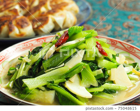 Stir-fried bok choy and bamboo shoots Stir-fried bok choy and bamboo shoots 75048615