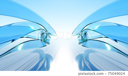 Abstract Transparent Blue Wire with striped floor Abstract Transparent Blue Wire with striped floor 75049024