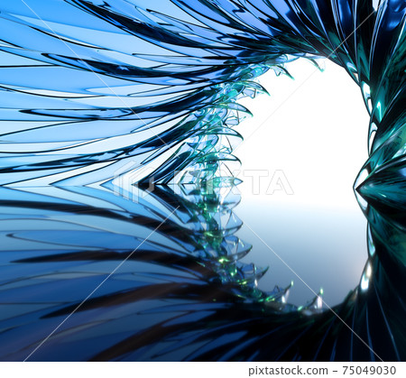 Abstract Blue Background Glass portal with reflective floor Abstract Blue Background Glass portal with reflective floor 75049030