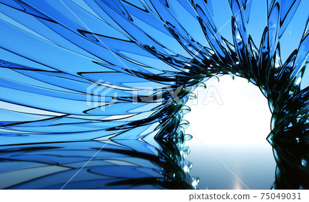 Abstract Blue Background Glass portal with floor Abstract Blue Background Glass portal with floor 75049031
