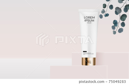 3D Realistic Cream Tube Design Template of Fashion Cosmetics Product for Ads, banner or Magazine Background. Vector Iillustration 3D Realistic Cream Tube Design Template of Fashion Cosmetics Product for Ads, banner or Magazine Background. Vector Iillustration 75049283