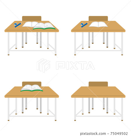 School desk and chair set illustration simple white background front 75049502