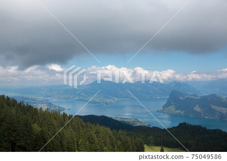 View on lake Lucerne and mountains scenes, Lucerne, Switzerland, Europe View on lake Lucerne and mountains scenes, Lucerne, Switzerland, Europe 75049586