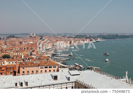 Panoramic view of Venice city with historic buildings and coast Panoramic view of Venice city with historic buildings and coast 75049673
