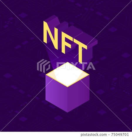 nft, non-fungible tocken illustration. Isometric concept illustration, vector design 75049701