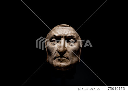 Closeup view of death mask of Dante Alighieri Stock Photo