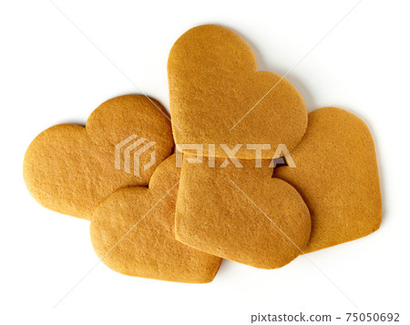Christmas cookies isolated on white background, from above Christmas cookies isolated on white background, from above 75050692