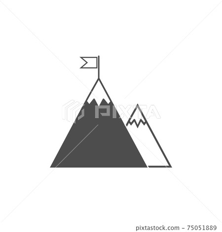 Flag, mountain, startup icon. Vector illustration, flat design. 75051889