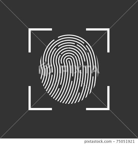 Identification symbol. Fingerprint icon. Vector illustrations. Flat design. 75051921