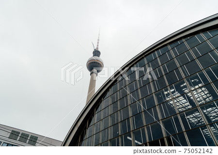 Low angle view of Alexanderplatz railroad station in Berlin 75052142