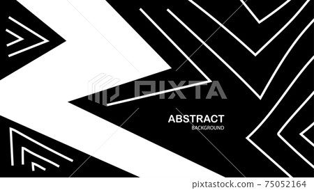 Abstract black and white with white zigzag lines on black background, vector. 75052164
