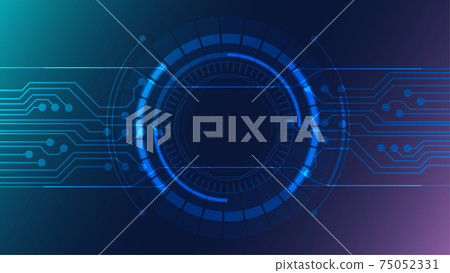 Abstract circle and circuit background, Technology baclground concept with copy space, vector. 75052331