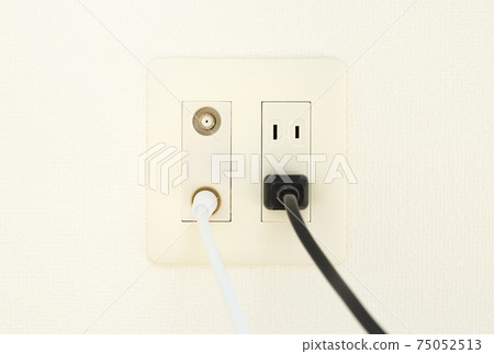 Antenna terminal and outlet Power cable Multi-outlet on the wall TV antenna terminal and outlet hole 75052513