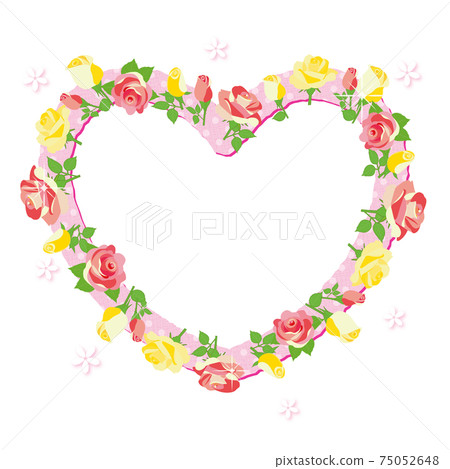 Rose flower heart-shaped frame - Stock Illustration [75052648] - PIXTA
