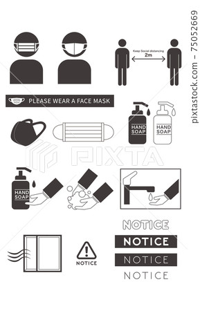 感染預防警告圖標 感染預防警告圖標 75052669