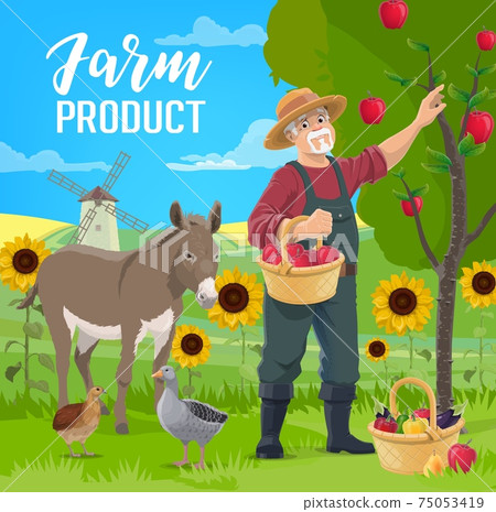 Farmer fruits and vegetables harvest vector 75053419