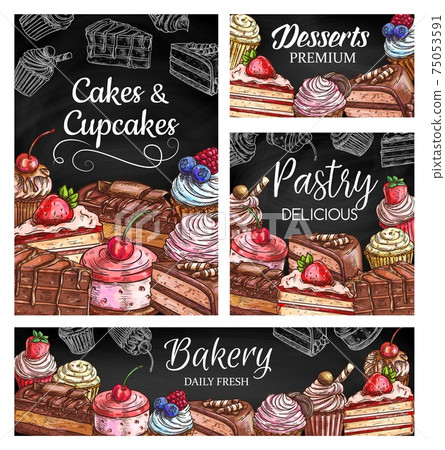 Cakes and cupcakes pastry, desserts and bakery Cakes and cupcakes pastry, desserts and bakery 75053591