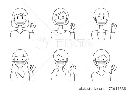 女性矢量插圖集,鼓勵你戴著面具 女性矢量插圖集,鼓勵你戴著面具 75053888