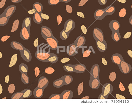 Peanut seamless pattern. Roasted peanuts in shell. Background design for printing on wrappers, packaging, fabrics and wallpapers. Vector illustration 75054110